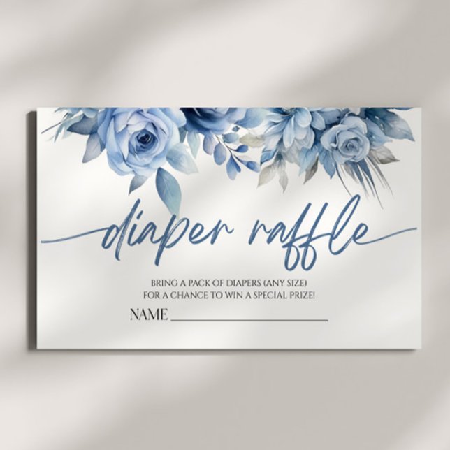 Carte D'accompagnement Baby shower floral bleu Dusty Raffin de couche (Créateur téléchargé)