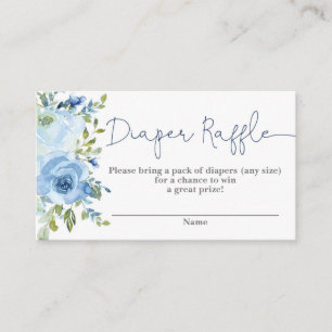 Carte D'accompagnement Baby shower floral bleu Raffle de couche