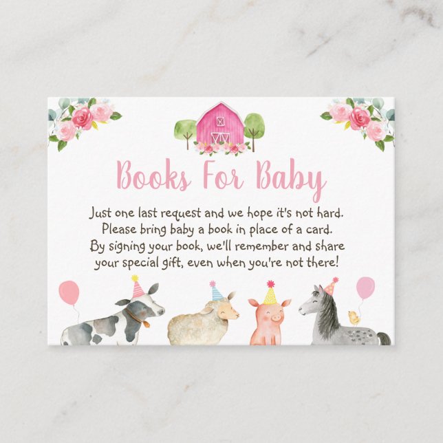 Carte D'accompagnement Baby shower Floral de ferme rose Demande de réserv (Devant)
