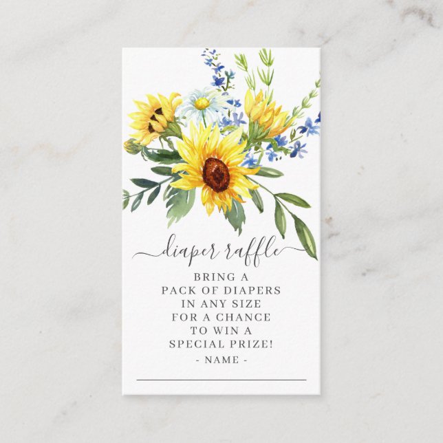 Carte D'accompagnement Baby shower floral de tournesol jaune Raffin de co (Devant)