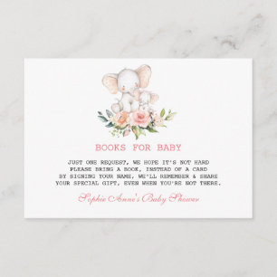 Carte D'accompagnement Baby shower Floral Eléphant Aquarelle Cute