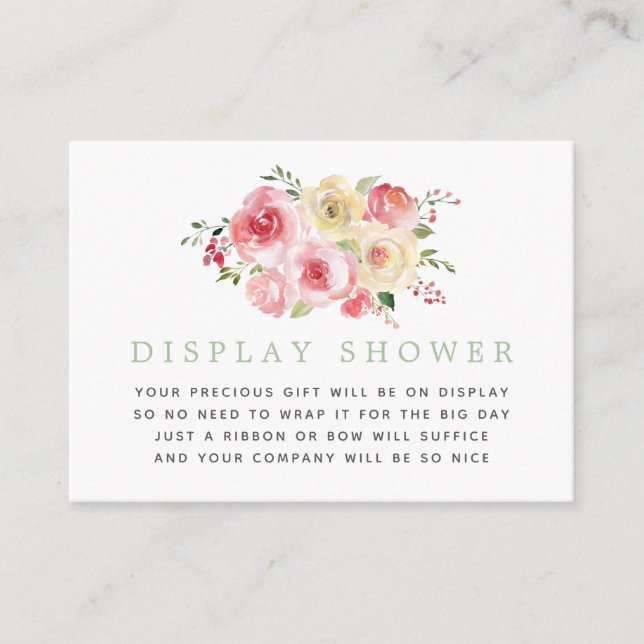 Carte D'accompagnement Baby shower floral et brasseur (Devant)