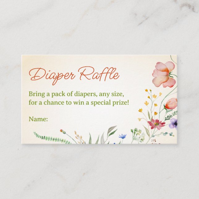 Carte D'accompagnement Baby shower floral fleur sauvage au rabat (Devant)