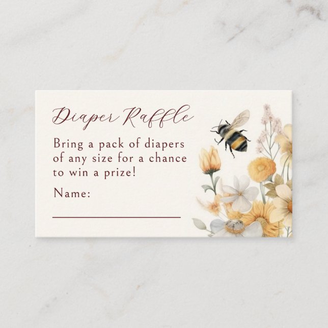Carte D'accompagnement Baby shower floral Fleur sauvage de l'abeille (Devant)