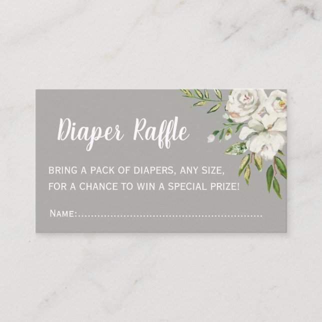 Carte D'accompagnement Baby shower floral gris chic Repas de  (Devant)