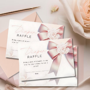 Carte D'accompagnement Baby shower floral Pink Bow Raffin de couche