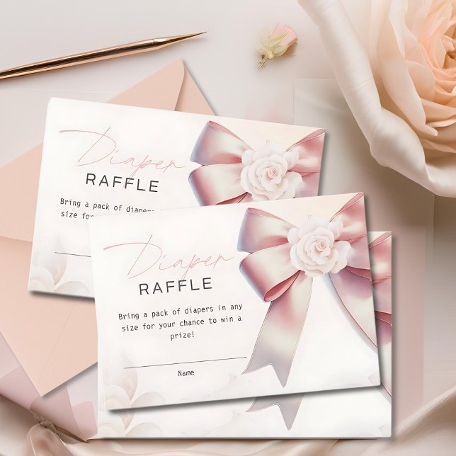 Carte D'accompagnement Baby shower floral Pink Bow Raffin de couche (Créateur téléchargé)