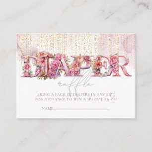 Carte D'accompagnement Baby shower Floral Pink Lettres tombola de couche