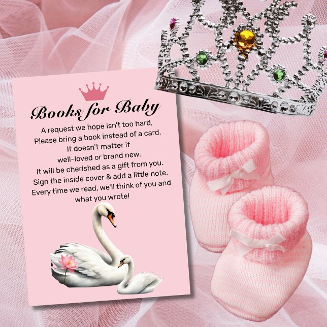 Carte D'accompagnement Baby shower Floral Pink Swan Lotus Demande (Créateur téléchargé)