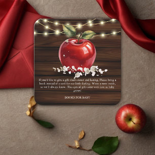 Carte D'accompagnement Baby shower Floral Pomme Rouge rustique