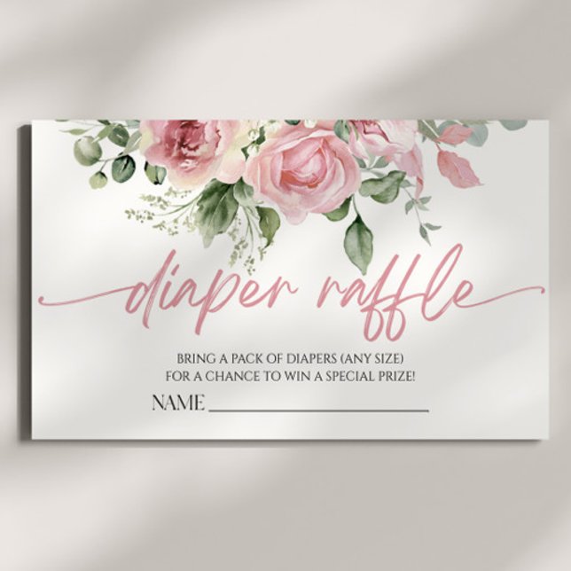Carte D'accompagnement Baby shower floral rose  de couche Raffin rose (Créateur téléchargé)