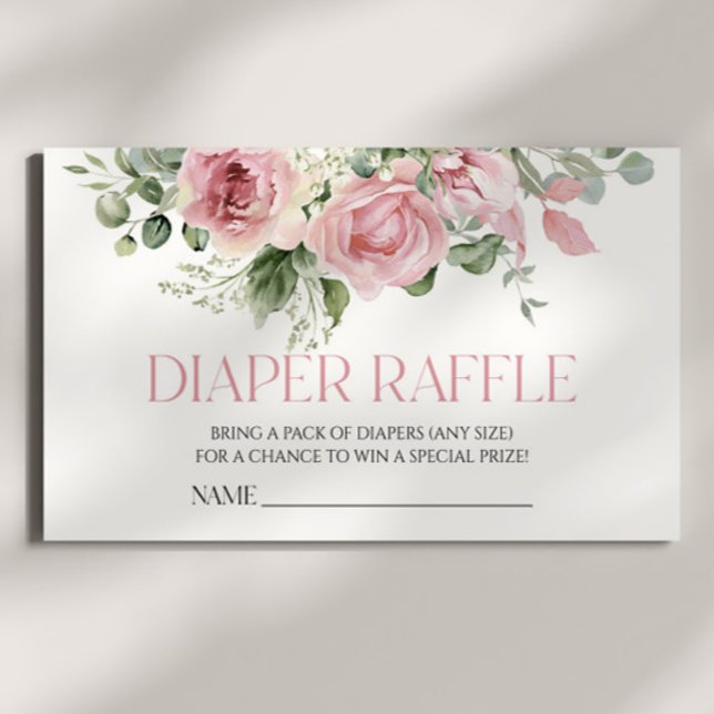 Carte D'accompagnement Baby shower floral rose  de couche Raffin rose (Créateur téléchargé)