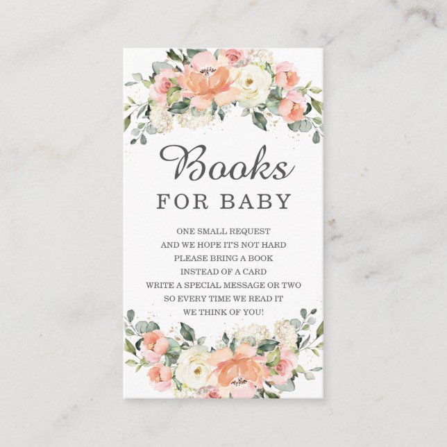 Carte D'accompagnement Baby shower floral rose ivoire Pêcher Apportez un  (Devant)