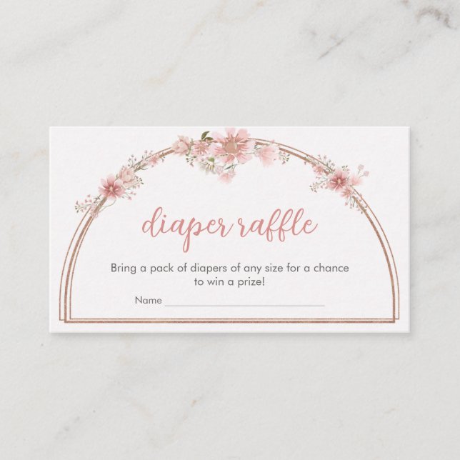 Carte D'accompagnement Baby shower floral rose pâle  de couches (Devant)