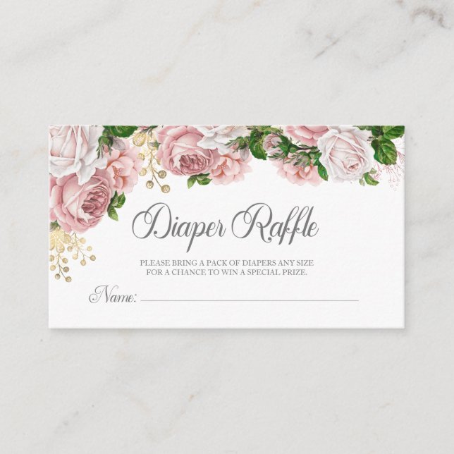 Carte D'accompagnement Baby shower floral rose pâle Raffin (Devant)