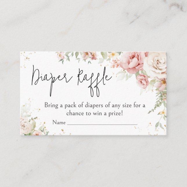 Carte D'accompagnement Baby shower floral rose poussiéreux Raffin (Devant)