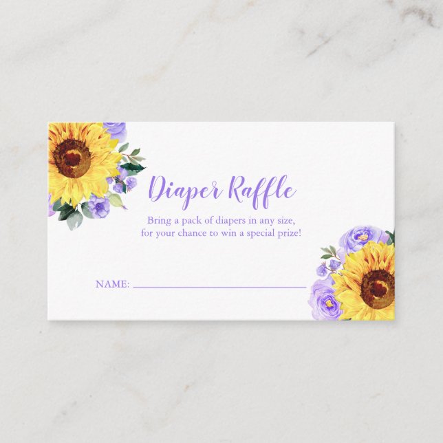 Carte D'accompagnement Baby shower floral violet de tournesol de calmar (Devant)