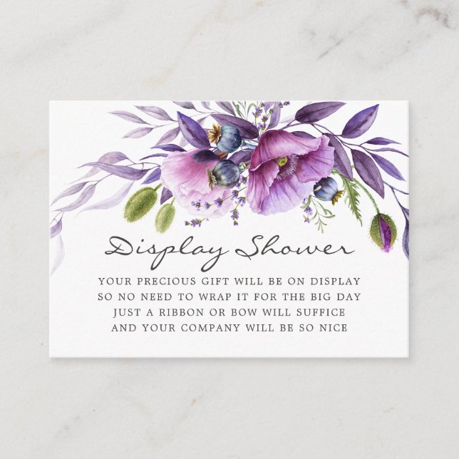 Carte D'accompagnement Baby shower Floral Violet douche (Devant)