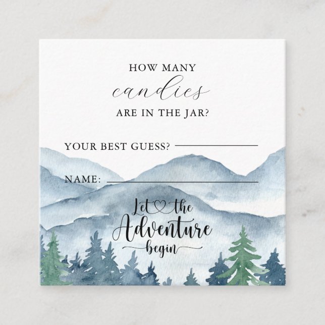 Carte D'accompagnement Baby shower Forestier Combien Dans Le Jeu Jar (Devant)