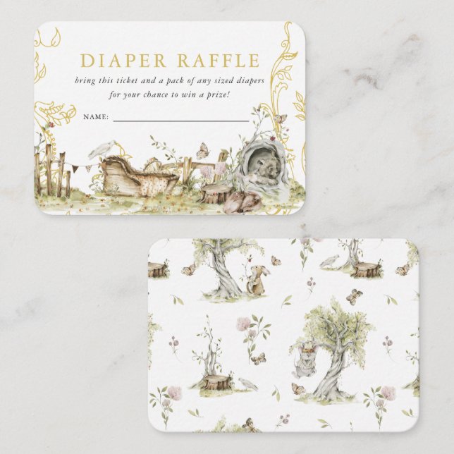 Carte D'accompagnement Baby shower forestier | Fromage de couches (Devant / Derrière)