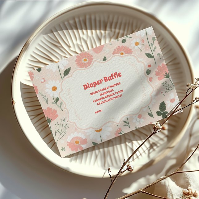 Carte D'accompagnement Baby shower fraise Berry Diapper Raffe (Créateur téléchargé)