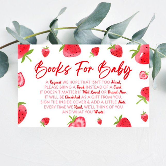 Carte D'accompagnement Baby shower Fruit Fraise Livres Pour Baby Card (Créateur téléchargé)