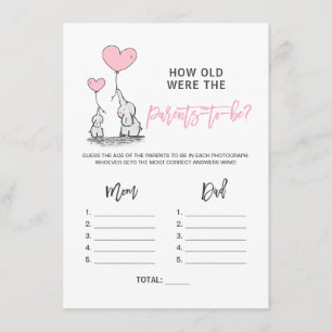 Carte D'accompagnement BABY SHOWER GAME Elephant - Comment les vieux pare