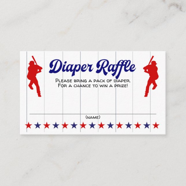 Carte D'accompagnement Baby Shower Garçon, Baseball, Billet de Tombola de (Devant)