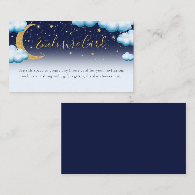 Carte D'accompagnement Baby shower garçon Twinkle Twinkle Little Star (Devant / Derrière)