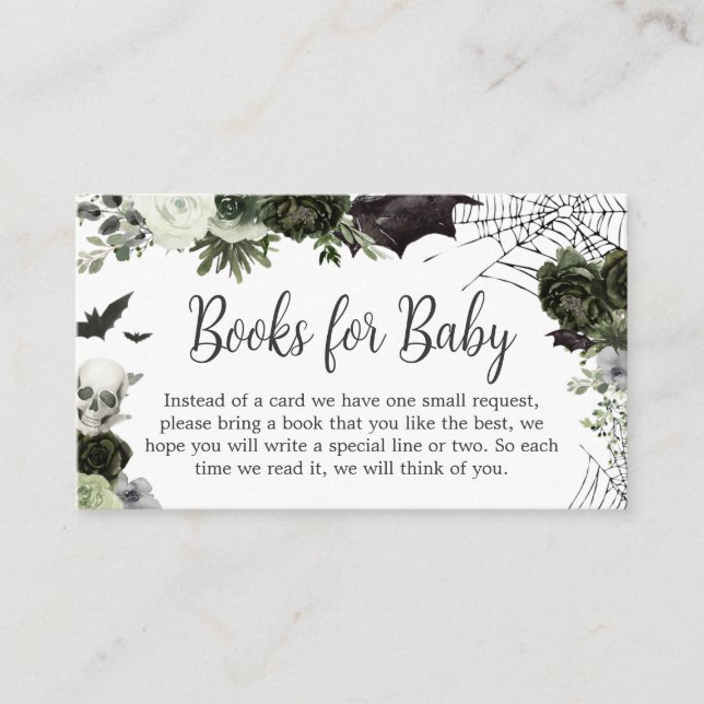 Carte D'accompagnement Baby shower gothique floral Livres pour bébé (Devant)