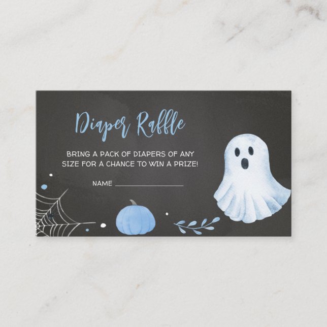 Carte D'accompagnement Baby shower Halloween Fantôme Bleu Raffin de couch (Devant)