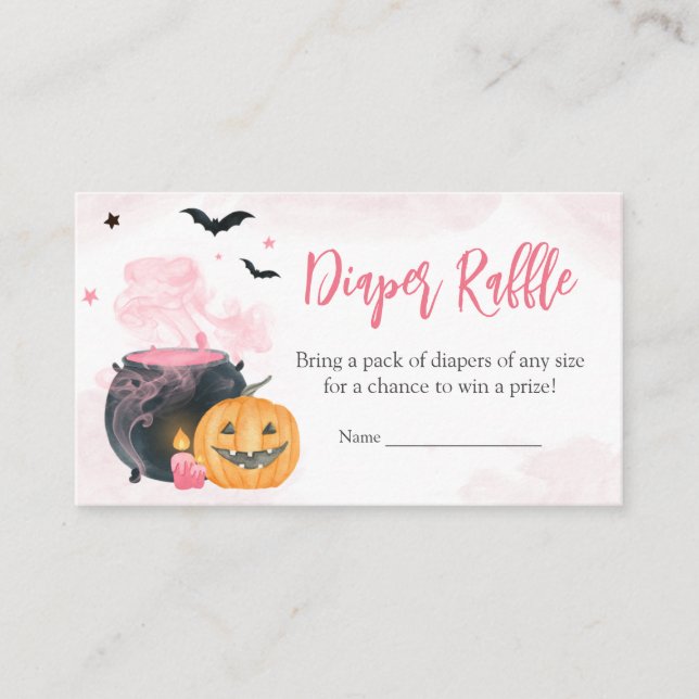 Carte D'accompagnement Baby shower Halloween rose Raffin de couche (Devant)