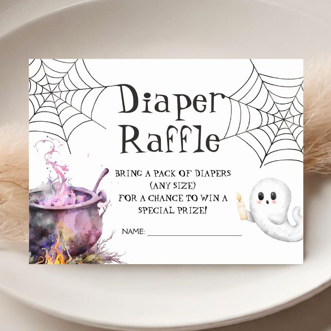 Carte D'accompagnement Baby shower Halloween rose Raffin de couche (Créateur téléchargé)