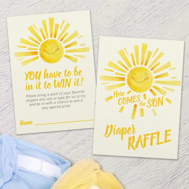 Carte D'accompagnement Baby shower ici vient la tombola de la couche fils (Créateur téléchargé)