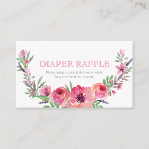 Carte D'accompagnement Baby shower - Infos de tombola - Fleurs roses