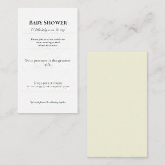 Carte D'accompagnement Baby Shower Invite | Elegant Diaper Raffle Card