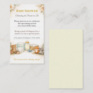 Carte D'accompagnement Baby Shower Invite | Woodland Diaper Raffle Card