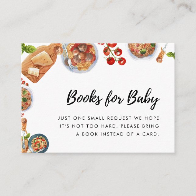 Carte D'accompagnement Baby shower italien Little Meatball Livres pour bé (Devant)