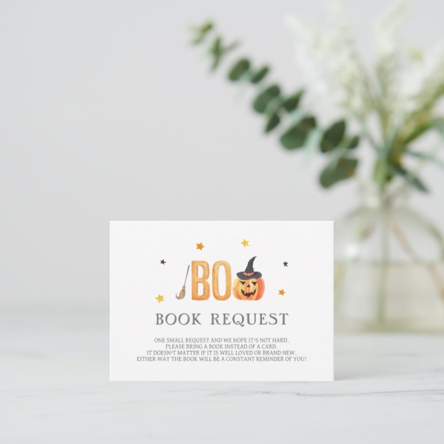 Carte D'accompagnement Baby shower Jack-o-Lantern, Demande de réservation (Debout devant)