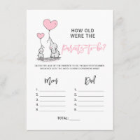 BABY SHOWER JEU Eléphant - Comment vieux parents p