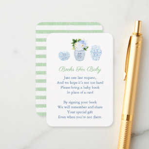 Carte D'accompagnement Baby Shower Livre Chinoiserie Vert Clair