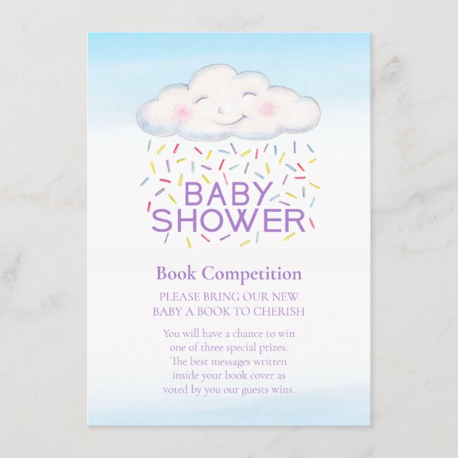 Carte D'accompagnement Baby shower livre de compétition nuage bonbons sau (Devant)