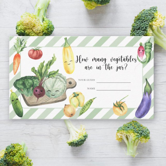 Carte D'accompagnement Baby shower local - Combien de légumes (Créateur téléchargé)
