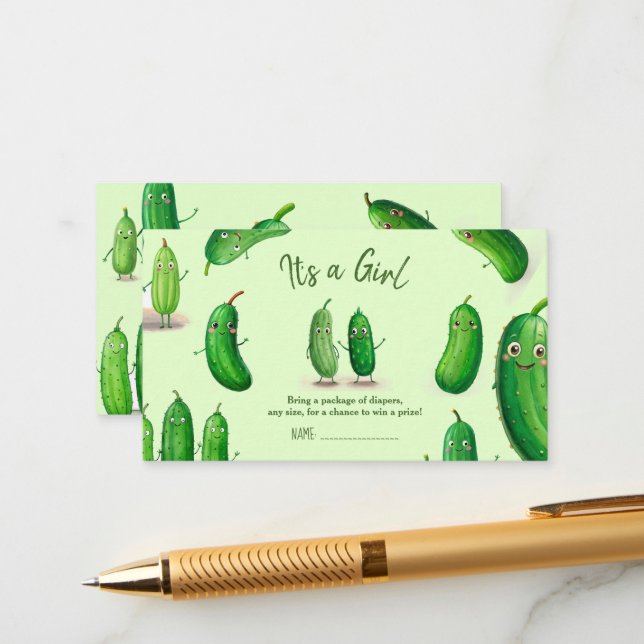 Carte D'accompagnement Baby shower lunique vert de chaudières (Devant/Arrière en situation)