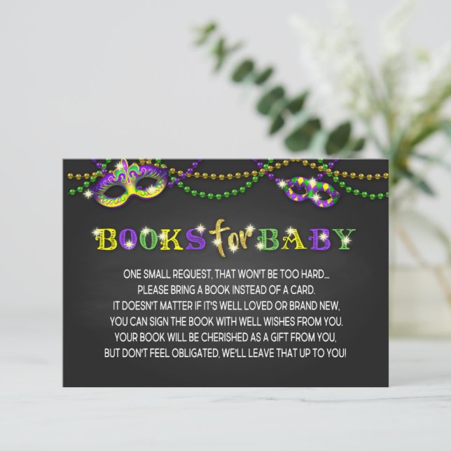 Carte D'accompagnement Baby shower Mardi Gras Insertion (Debout devant)