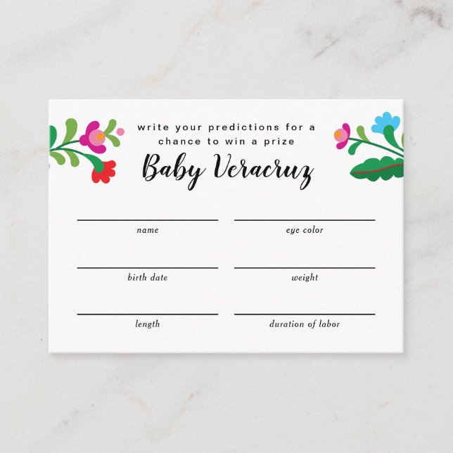 Carte D'accompagnement Baby shower mexicain de broderie jeu de devis (Devant)