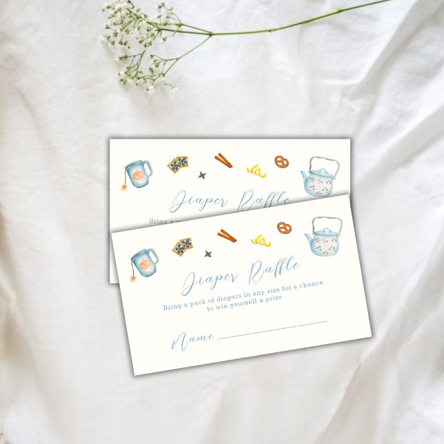 Carte D'accompagnement Baby shower mini-biscuits à café au lait (Minimal Par Tea Cookie Diaper Raffle Baby Shower Enclosure Card)