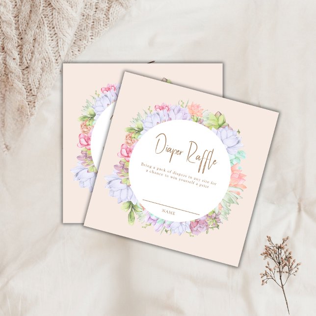 Carte D'accompagnement Baby shower minimal de carafe de couches du désert (Minimal Cactus Desert Diaper Raffle Baby Shower Enclosure Card)