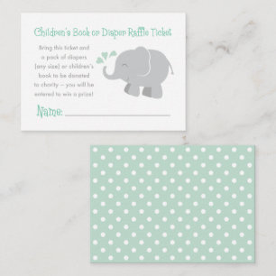 Carte D'accompagnement Baby shower moderne à la menthe et à l'éléphant gr