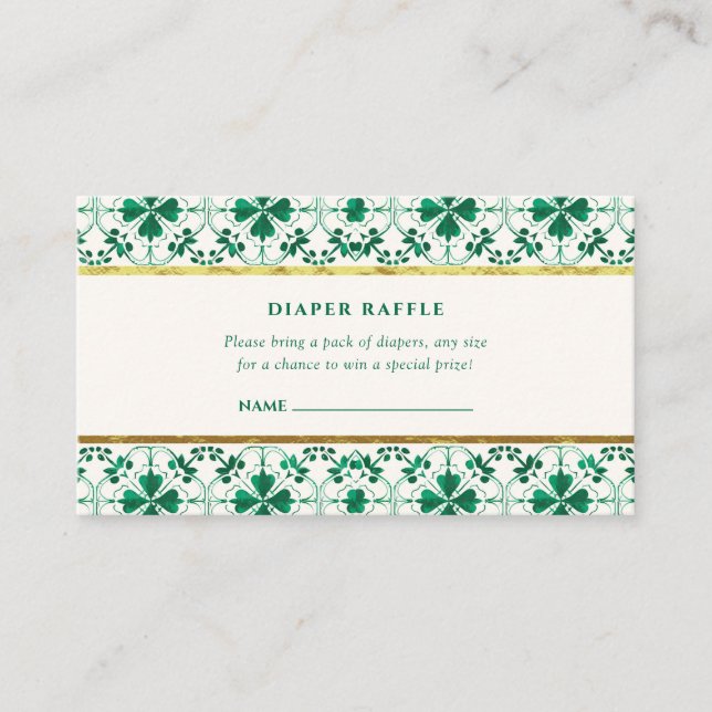 Carte D'accompagnement Baby shower moderne chic et vert St. Patrick's Day (Devant)